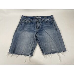 BKE Buckle Denim Fulton Jean Shorts Cut Off Jorts Whiskered Mens Size 34R